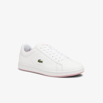 Lacoste Carnaby Evo Leather Sneakers Dámské - Tenisky Bílé / Růžové | CZ-KCrVvR